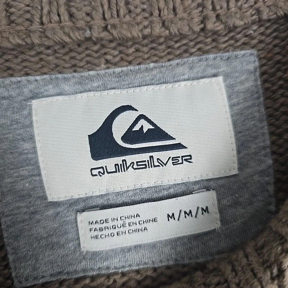 Quiksilver Neppy Knit Crewneck Sweater Medium Brown Speckled Surf‎ Skate Grunge - Picture 6 of 6
